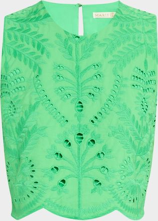 Marie Oliver Davis Eyelet Embroidered Crop Shell