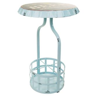 Wanderlust Deco Mesa botellero de metal azul