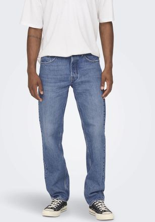 Only & Sons Regular-fit-Jeans ONLY & SONS ONSEDGE STRAIGHT BROMO 0017 DOT DNM NOOS, Herren, Gr. 31, L&auml;nge 30, blau (medium blau), Denim/Jeans, Obermaterial: 100% 