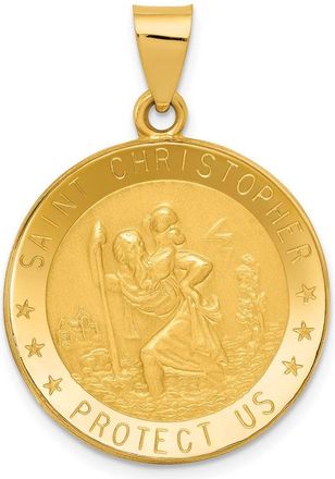 Diamond2Deal 14k Yellow Gold Saint Christopher Medal Hollow Pendant