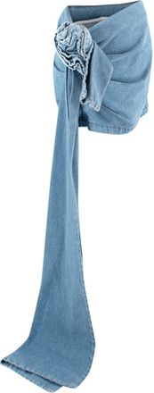 Magda Butrym Denim Rose Sash Mini Skirt Size XS