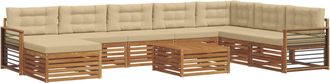 vidaXL Conjunto De Sof&aacute;s De Exterior 9 Uds. Natural Y Beige Vidaxl