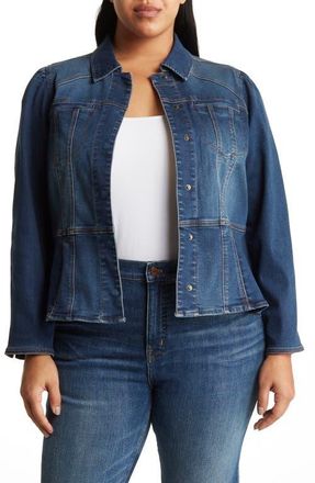Wit & Wisdom Peplum Denim Jacket in Blue at Nordstrom, Size 1X