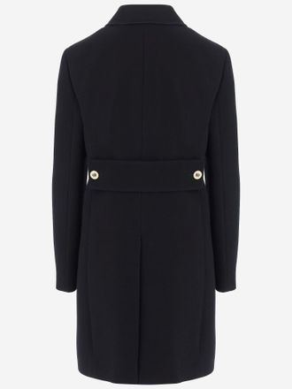 Versace Single-Breasted Virgin Wool Coat - Black