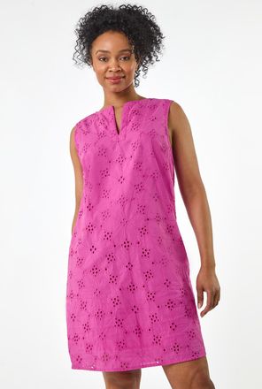 Roman Floral Embroidered Shift Dress