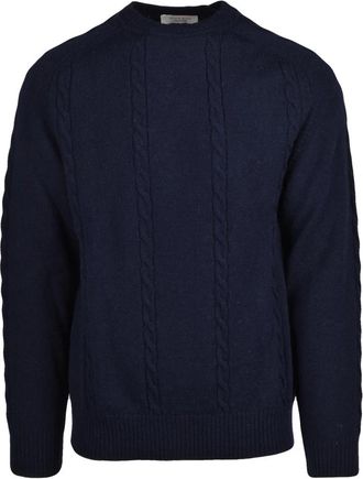 Wool & Co Maglione Girocollo - Heren - Ronde hals truien - Blauw - L - Wol - Truien & Vesten