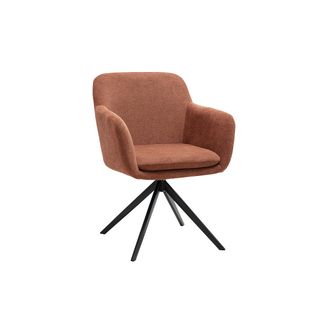 Miliboo Silla Giratoria 360&deg; En Tela De Chenilla Color Tierra Quemada Y Metal Negro Amika
