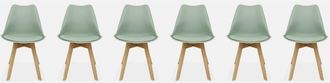 Sweeek Sweeek - Silla escandinava acero, set de 6, Nils, Verde celadón, 47x55x81 cm