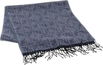 Fendi Pre-owned Vintage Scarf - Dames - Vintage Accessoires - Blauw - ONE Size - Wol - Vintage