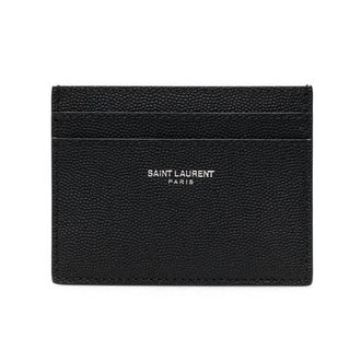 Saint Laurent Grain de Poudre leather cardholder Man One Size
