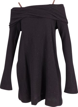 Isa Arfen Off-Shoulder Mini Dress in Black Wool