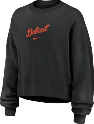 Nike Detroit Tigers Nike Womens MLB Pullover Crew in Black | 01D7912ZDG-9HV