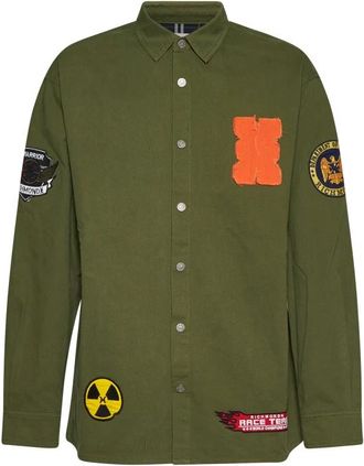 John Richmond Camicia met applicaties en military-inspired design - Heren - Casual Overhemden - Groen - S - Overhemden