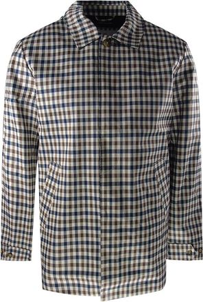 Aquascutum Mens Active Iconic Caban Club Check Jacket - Beige - Size X-Large