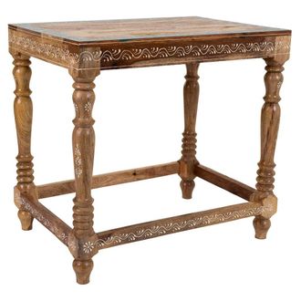 Wanderlust Deco Wanderlust Deco - Mesa De Centro De Madera Pintado Artesanal Marr&oacute;n 48x33x46