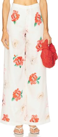 Sau Lee Womens Elba Floral Print Pant In White Multi