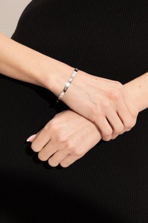 Tory Burch Brass Bracelet With Logo, Womens, Silver