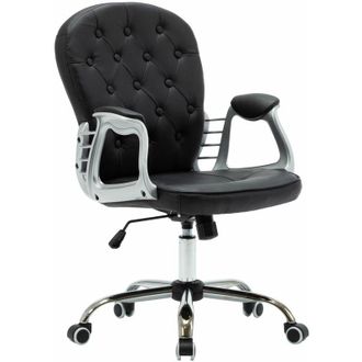 vidaXL Silla de oficina giratoria de cuero sintético negro Vidaxl