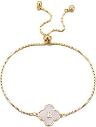 Adornia Mother of Pearl Initial Clover Bracelet in White-B at Nordstrom Rack