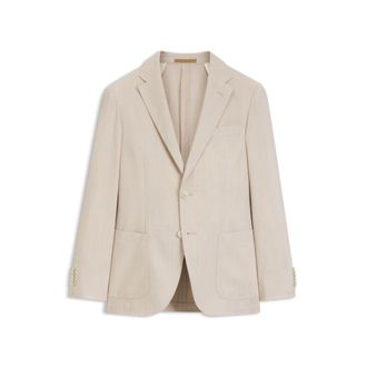 BOSS Slim-fit jacket in wool-blend seersucker