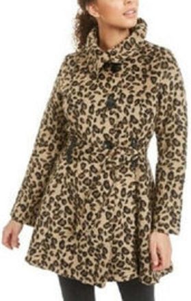 Madden Girl Juniors Drama Skirted Coat Brown Size Large