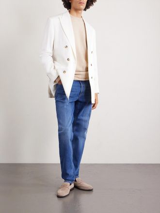 Brunello Cucinelli Double-Breasted Silk and Linen-Blend Blazer