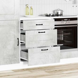 Berkfield Home Kitchen Base Cabinet Kalmar Concrete Grey Engineered Wood