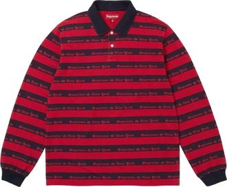 SUPREME FW26 Old English Stripe L/S Polo Navy SUP-FW26-078-NVY
