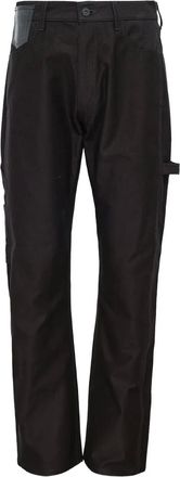 Junya Watanabe leather-patch cotton trousers - Black