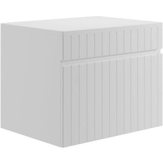 Vente-Unique Vente-unique - Mobile sotto lavabo sospeso scanalato 60 cm Bianco con piano di appoggio - satara