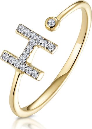 The Diamond Store Diamond Initial H Ring 0.07ct set in 9K Gold