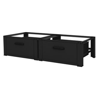 ML Design Ml-design - Pedestal Doble Para Lavadora O Secadora Negro 128 X 53.5 X 31.5 Cm De Acero, Capacidad Hasta 150kg X2 Soporte Base Estable Y Robusta Basti