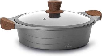 Lacor Cacerola Baja Con Tapa De Cristal Stilo Aluminio Fundido 28 Cm Olla Baja Antiadherente