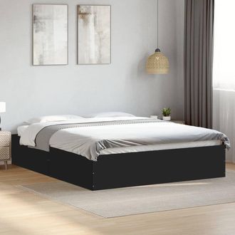 vidaXL Estructura De Cama Madera De Ingenier&iacute;a Negra 150x200 Cm Vidaxl