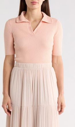 T Tahari Elbow Length Sleeve Polo in Tawy Peach at Nordstrom Rack, Size X-Small