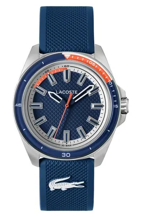 Lacoste Capbreton Silicone Strap Watch, 43mm in Blue at Nordstrom