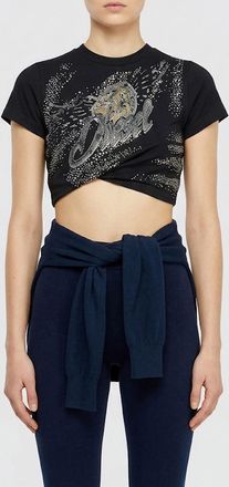 Diesel T-Wincy Cropped Cotton Top with Print and Rhinestones