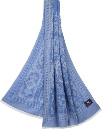 Etro Geprinte Rechthoekige Sjaal - Heren - Sjaals - Blauw - ONE Size - Accessoires