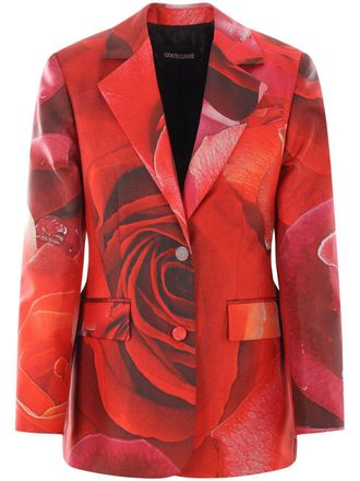 Roberto Cavalli Garden Rose-print blazer - women - Viscose/Silk - 38 - Red