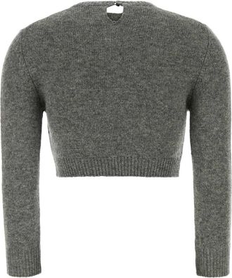 Jil Sander Womens Wool Blend Crop Sweater Gray Nylon