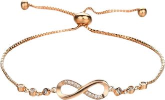 Generic 8 Shape Rhinestone Bracelet Fancy Chain For Girls Adjustable Charm Birthday Surprise Gift Woman Gadgets Watch (Gold, One Size)