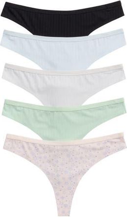 Honeydew Intimates Emilia 5-Pack Thongs in Green Multi at Nordstrom Rack, Size X-Large