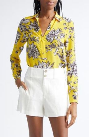 Alice & Olivia Alta Silk Top in Blooming Wild Golden Hour at Nordstrom Rack, Size Medium