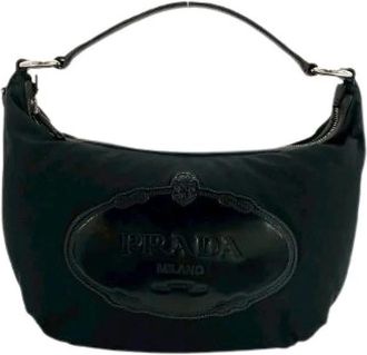 Prada Pre-owned Nylon Patent Leather Handbag - Dames - Vintage Schoudertas - Zwart - ONE Size - Nylon - Vintage