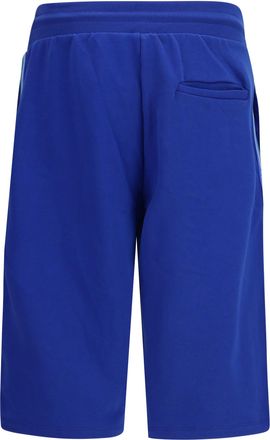 GCDS Mens Shorts Side Stripe Royal Blue Blue-Blue Cotton Bermuda Blue/blue
