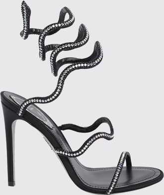 Rene Caovilla Sandali in raso con cristalli e cinturino snake a spirale