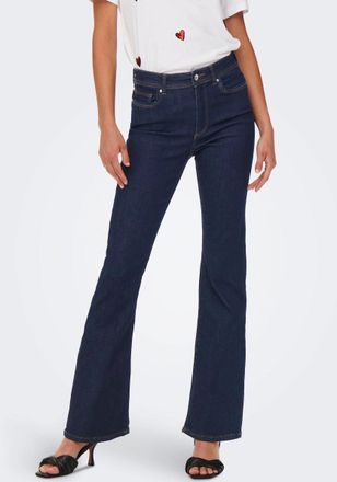Only Bootcut-Jeans ONLY ONLWAUW LIFE HW FLARED RINSE DNM, Damen, Gr. L (40), L&auml;nge 30, blau (dunkelblau denim), Denim/Jeans, Obermaterial: 64% Baumwolle, 3