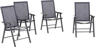 OUTSUNNY 4-PCS Garden Armchairs Outdoor Patio Folding Furniture Grey