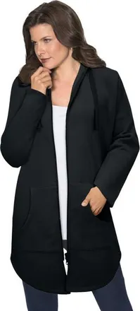 Roaman's Fleece Zip Hoodie Sweatshirt in Black at Nordstrom, Size Medium