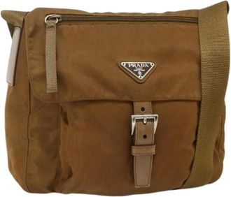 Prada Pre-owned Cross Body Bags, female, Brown, Size: ONE SIZE Pre-owned Vintage Nylon Shoulder Bag